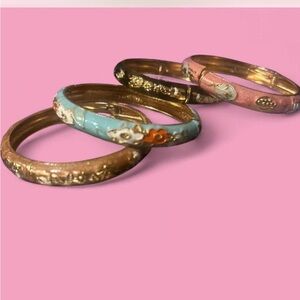Elegant Gold and Pink Bangle Set